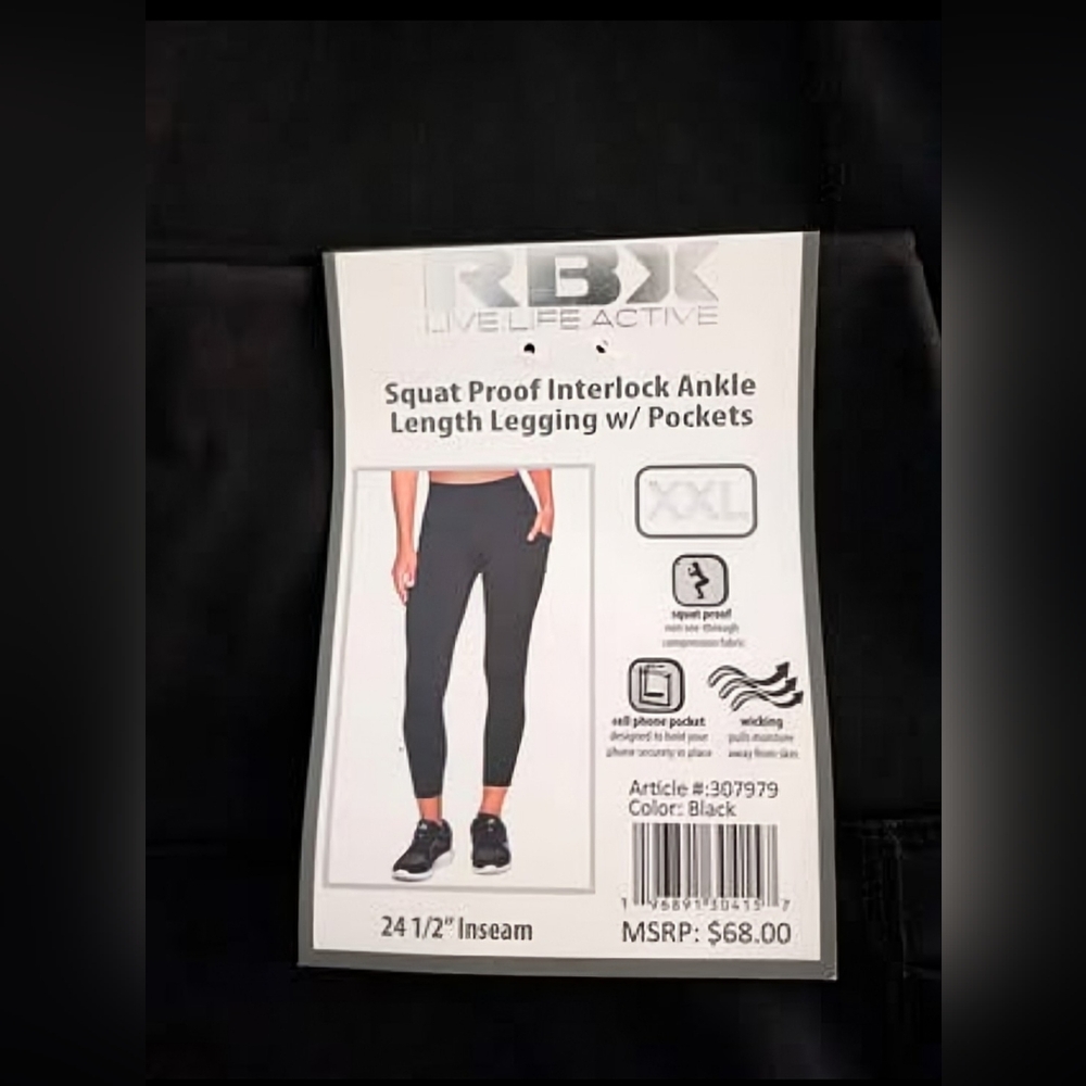 RBX Black Ankle Length Leggings with Pockets